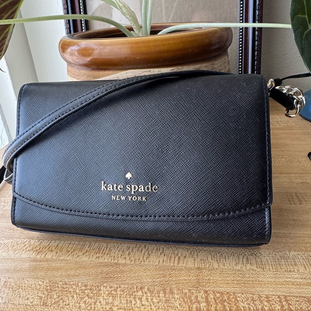 Kate Spade Black Crossbody Bag with Flap Closure